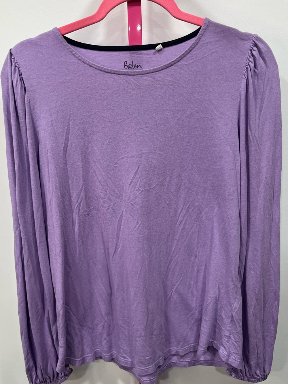 Boden Lavender Long-Sleeve Puff Shoulder Tee